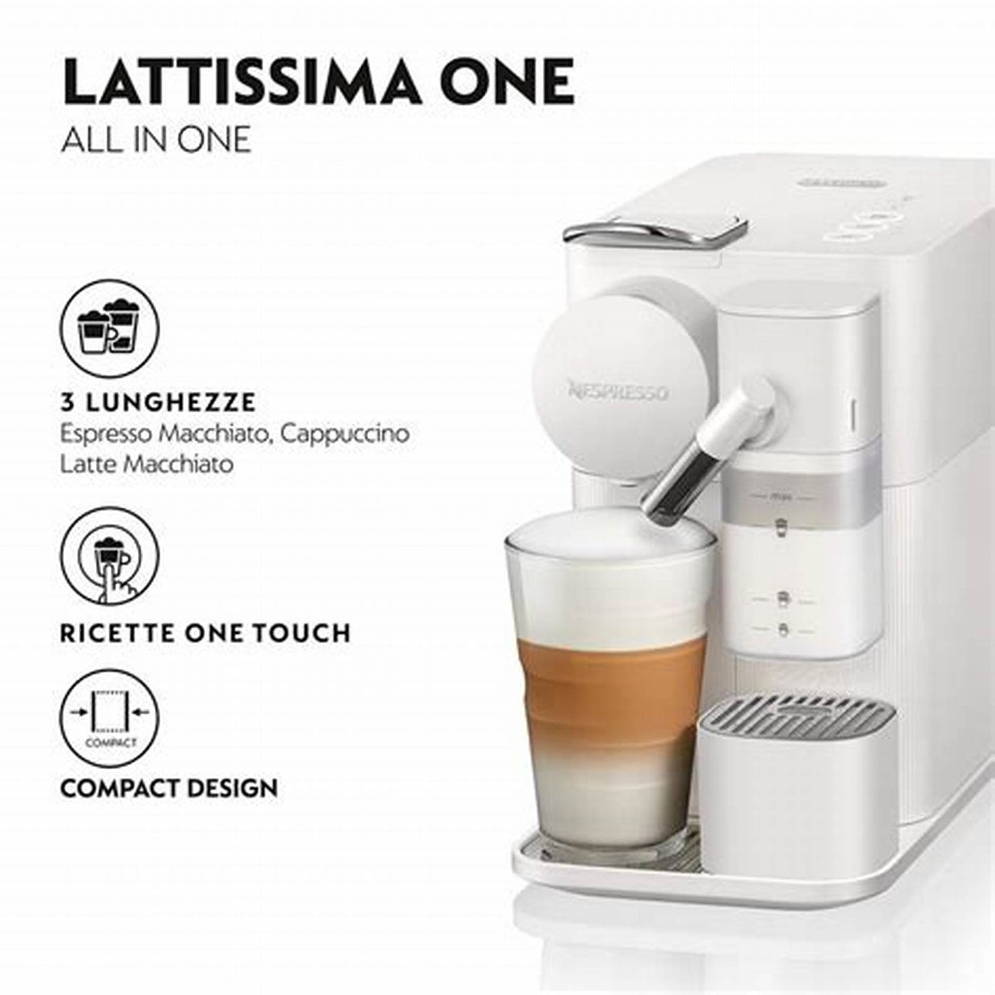 DE'LONGHI Lattissima One EN510.W Macchina da caffè Bianco