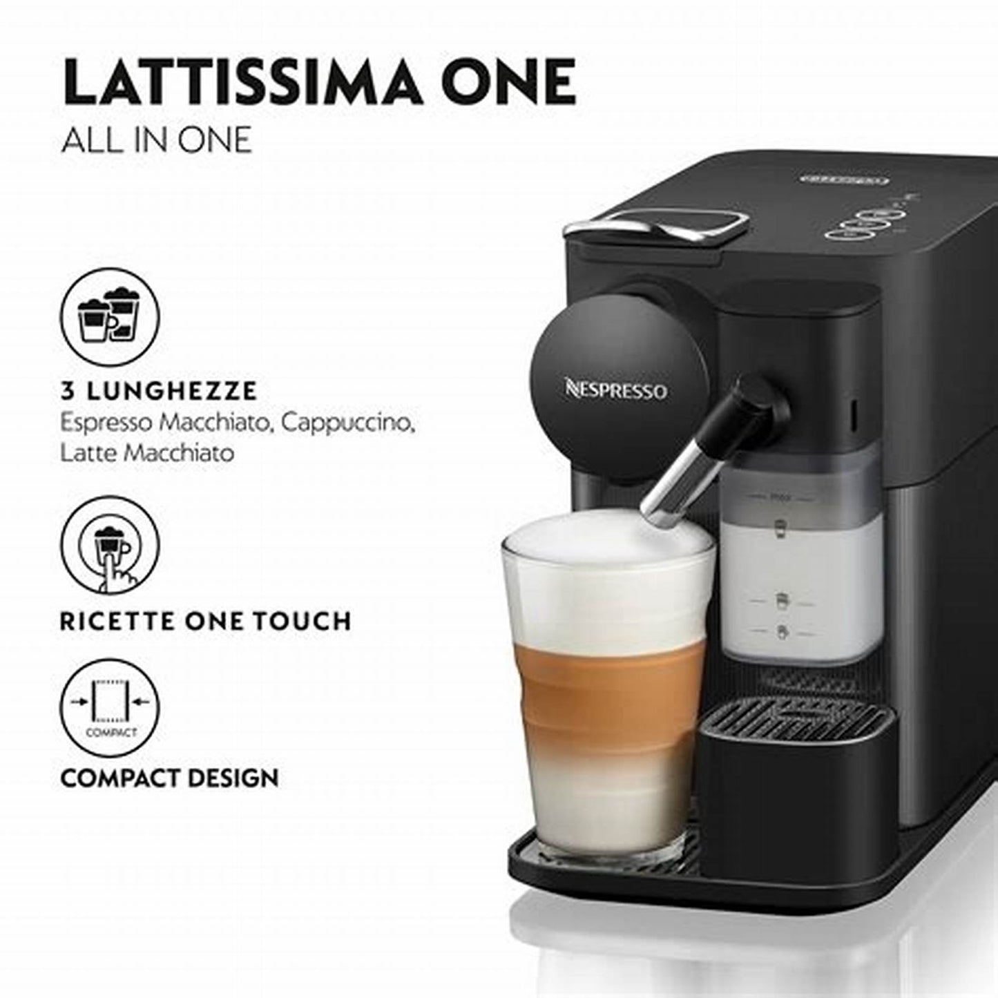 DE'LONGHI Lattissima One EN510.B Macchina da caffè Nero